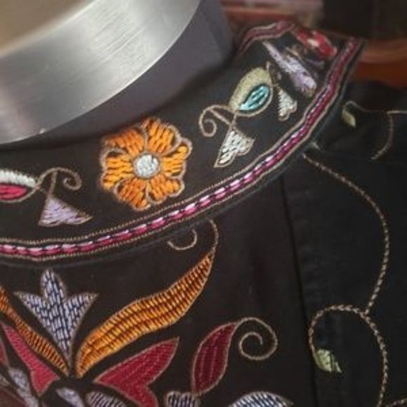 DENIM & CO BLACK EMBROIDERED JACKET M - Picture 7 of 8